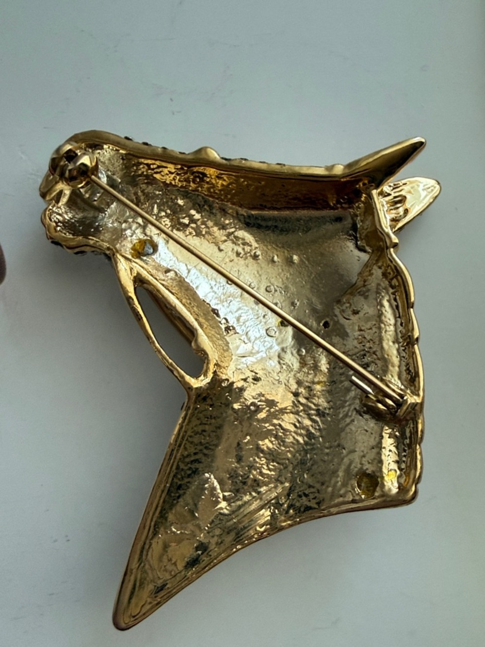 Gold and Clear Crystal Horse Head Brooch - Unbranded - Picture 4 of 6